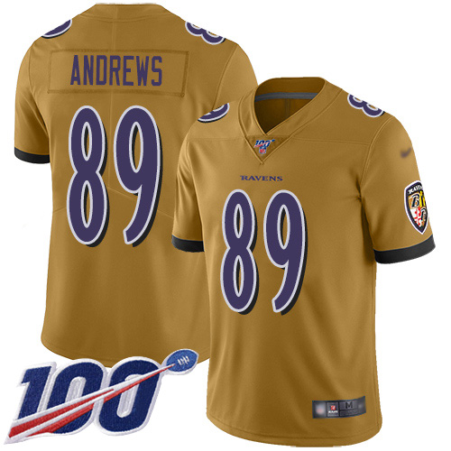 Baltimore Ravens Limited Gold Men Mark Andrews Jersey NFL Football #89 100th Season Inverted Legend